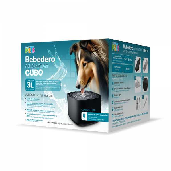 BEBEDERO FUENTE DE AGUA NEGRO 3L