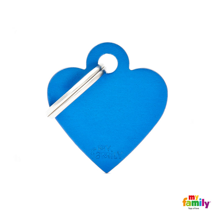 MYFAMILY PLAQUITA ID BASICA CORAZÓN AZUL EN ALUMINIO – La Jungla De Timo