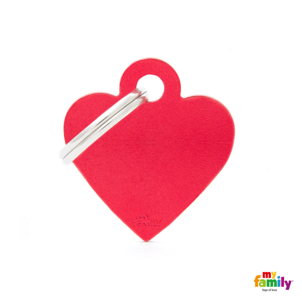 MYFAMILY PLAQUITA ID BASICA CORAZÓN ROJO EN ALUMINIO – La Jungla De Timo