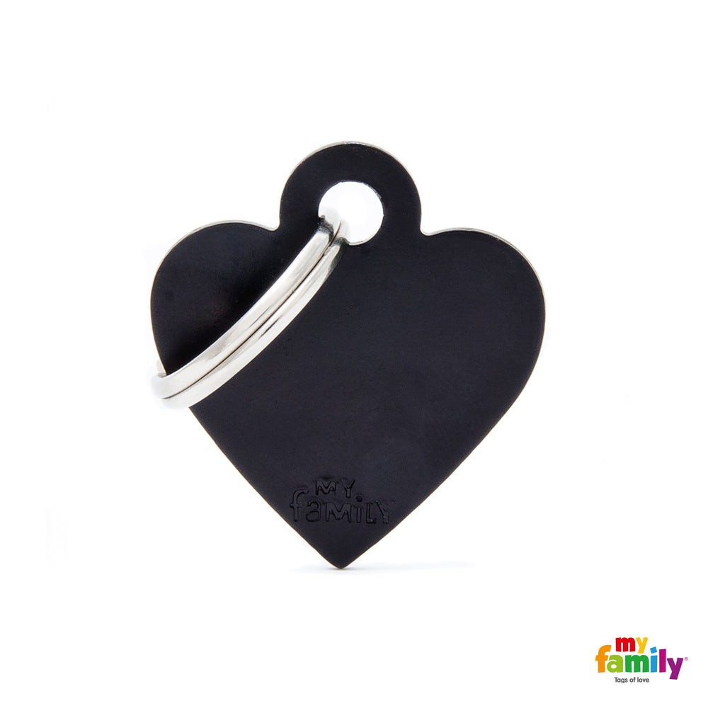 MYFAMILY PLAQUITA ID BASICA CORAZÓN NEGRO EN ALUMINIO – La Jungla De Timo