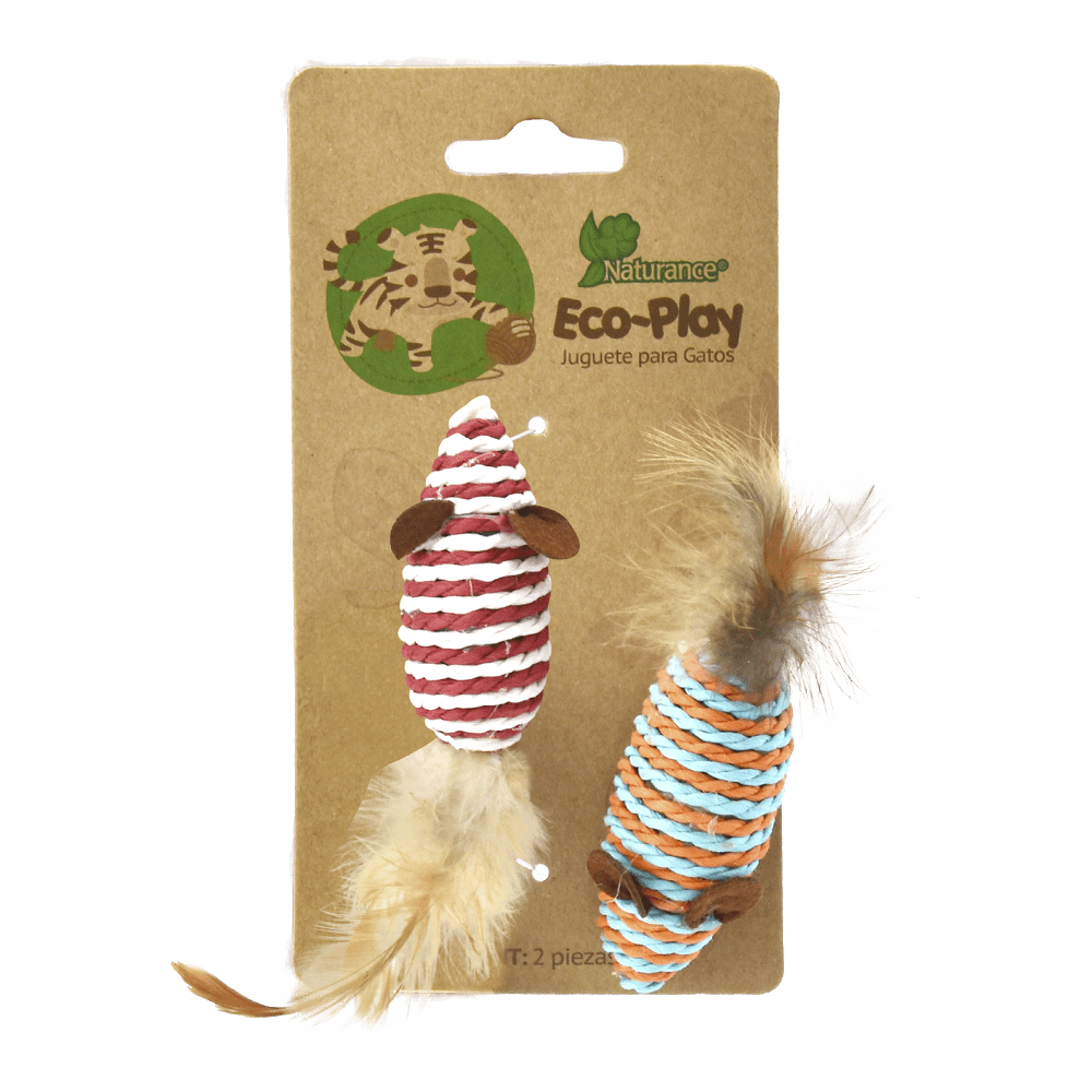 JUGUETE PARA GATO (RATONES C/PLUMA)