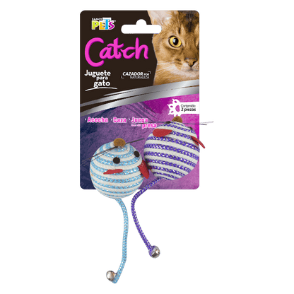 JUGUETE PELOTA DE RATON CATCH 2PZAS